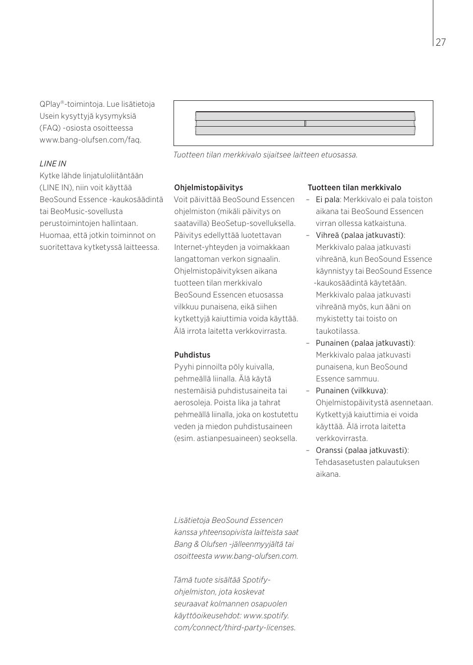 Bang & Olufsen BeoSound Essence - User Guide User Manual | Page 27 / 76