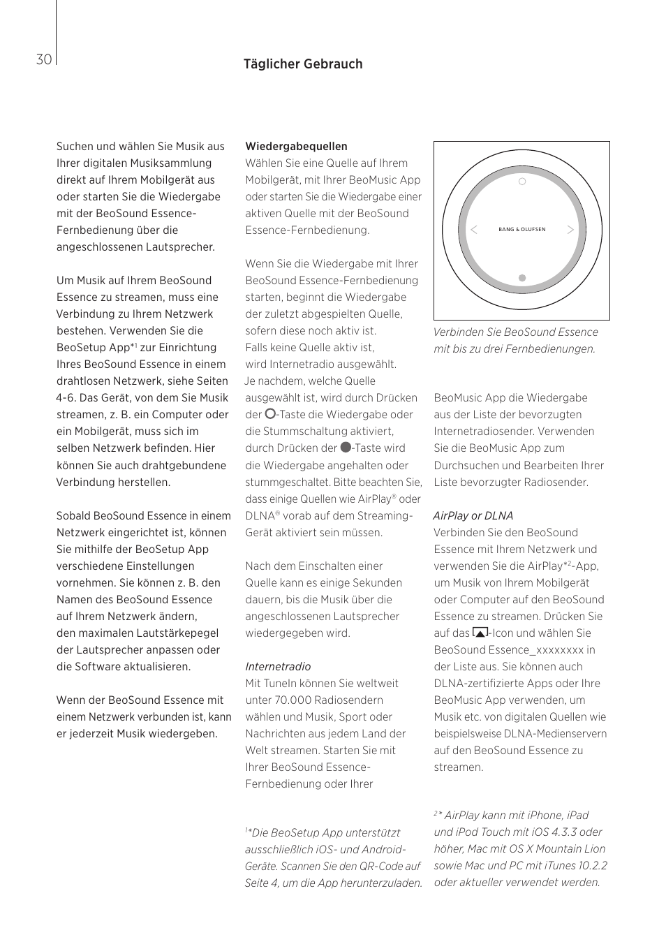Täglicher gebrauch | Bang & Olufsen BeoSound Essence - User Guide User Manual | Page 30 / 76