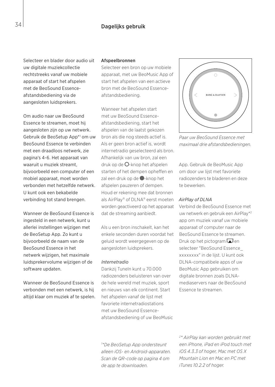 Dagelijks gebruik | Bang & Olufsen BeoSound Essence - User Guide User Manual | Page 34 / 76