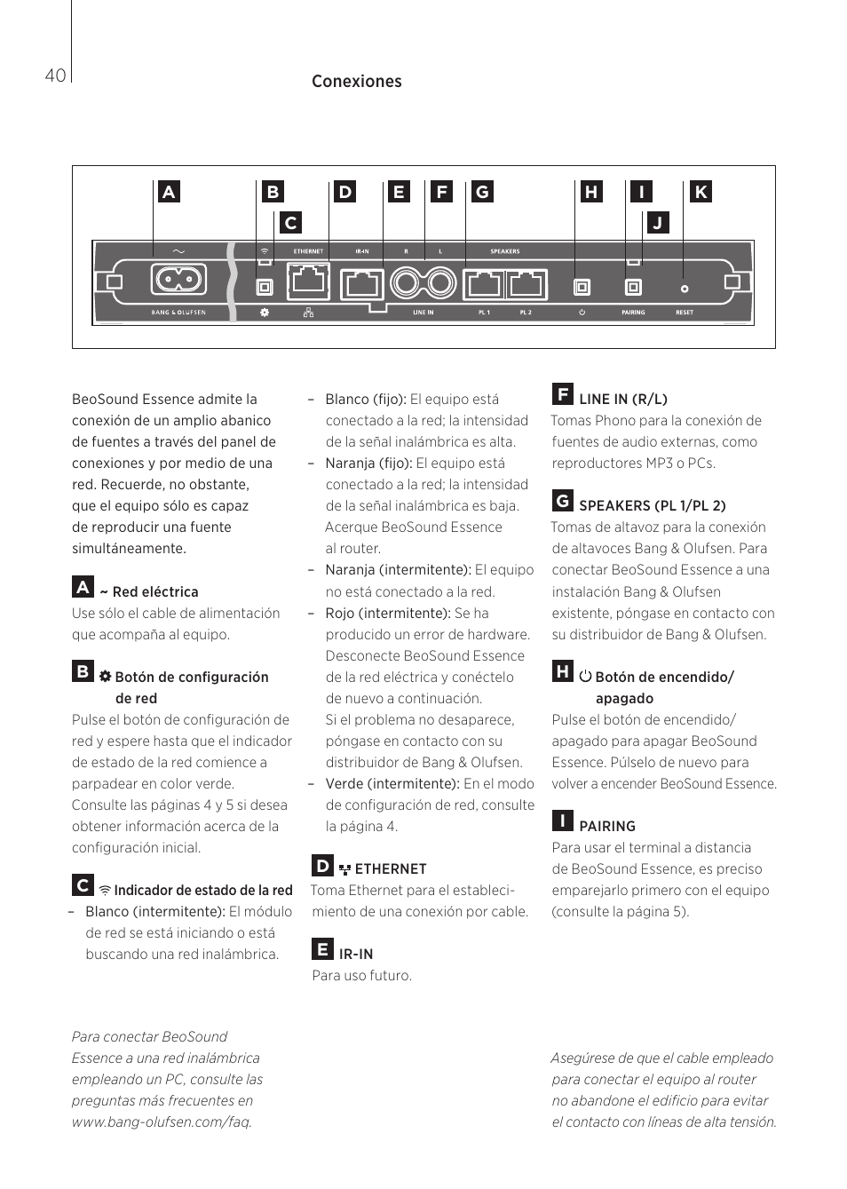 Español (spanish) , 40 | Bang & Olufsen BeoSound Essence - User Guide User Manual | Page 40 / 76