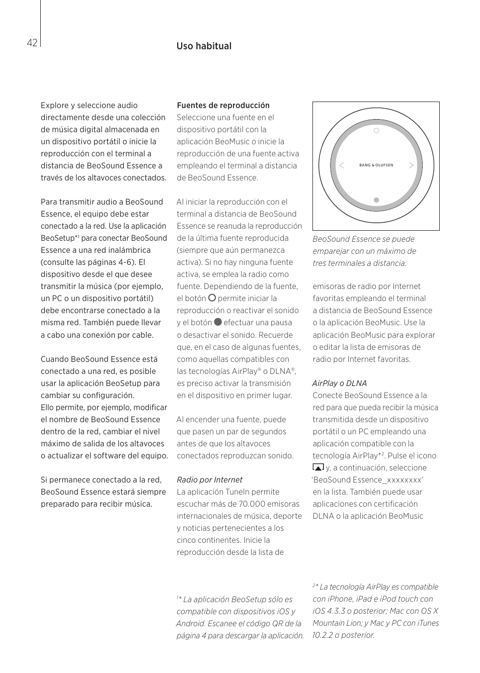 Uso habitual | Bang & Olufsen BeoSound Essence - User Guide User Manual | Page 42 / 76