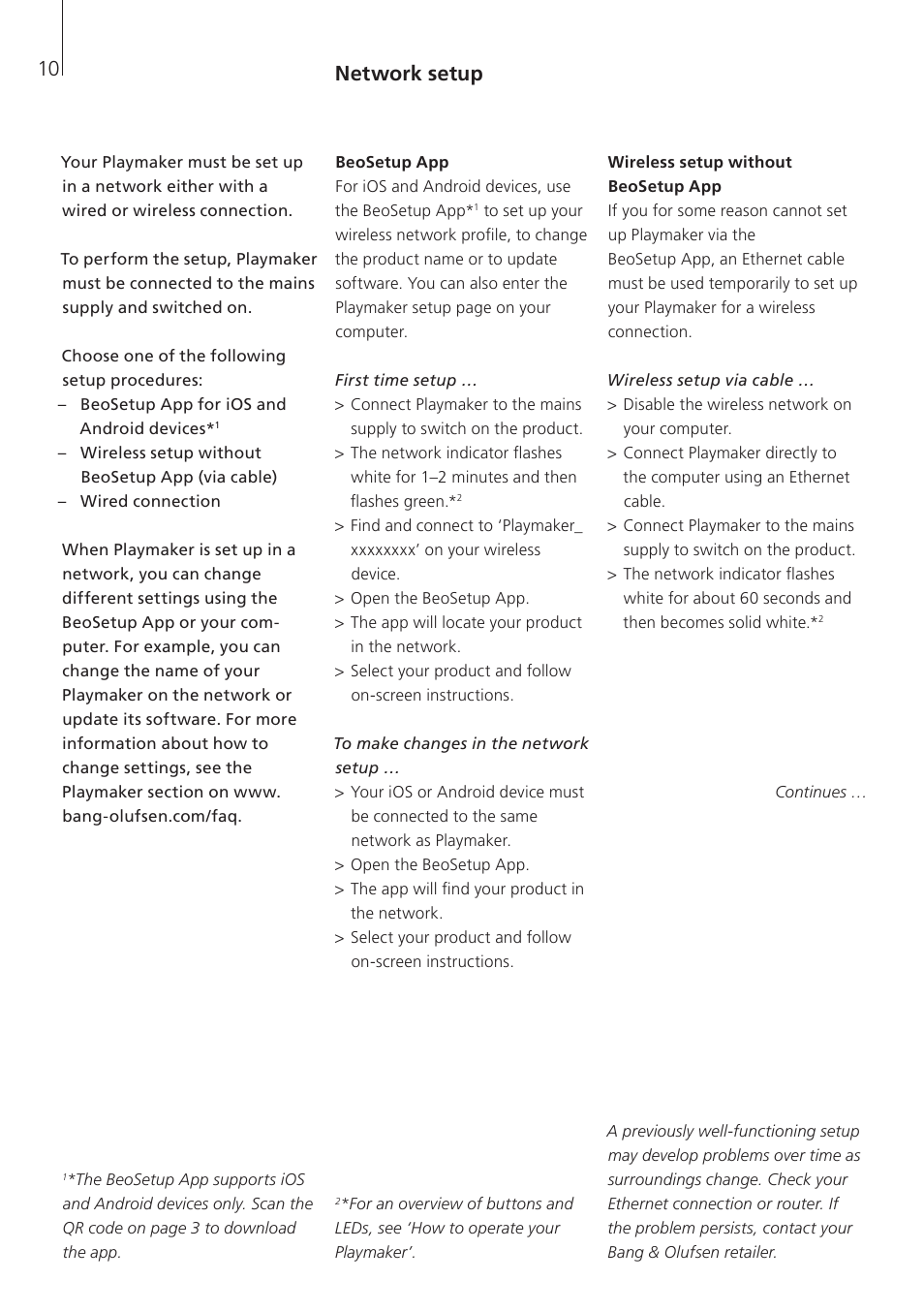 Network setup | Bang & Olufsen Playmaker - User Guide User Manual | Page 10 / 80