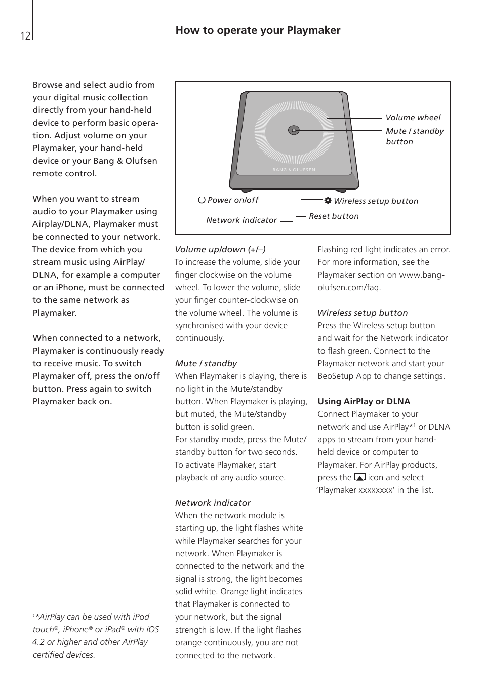 How to operate your playmaker | Bang & Olufsen Playmaker - User Guide User Manual | Page 12 / 80