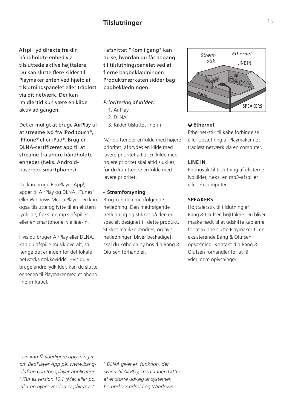 Tilslutninger | Bang & Olufsen Playmaker - User Guide User Manual | Page 15 / 80