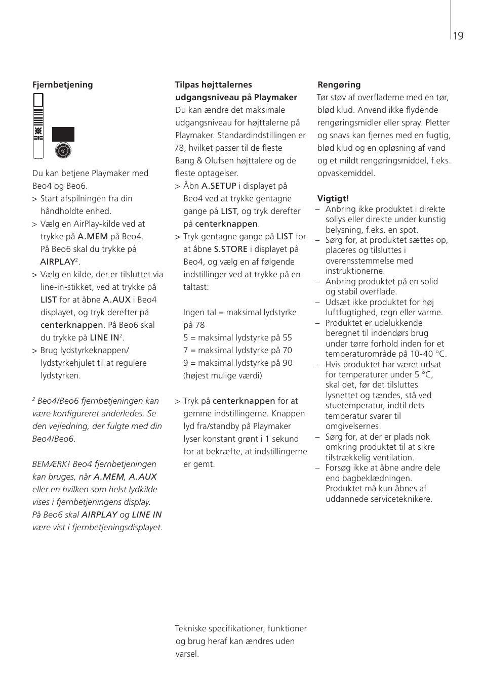 Bang & Olufsen Playmaker - User Guide User Manual | Page 19 / 80