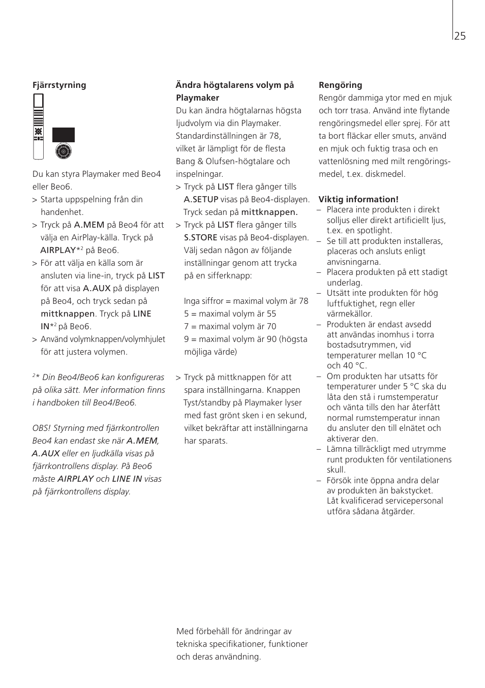 Bang & Olufsen Playmaker - User Guide User Manual | Page 25 / 80