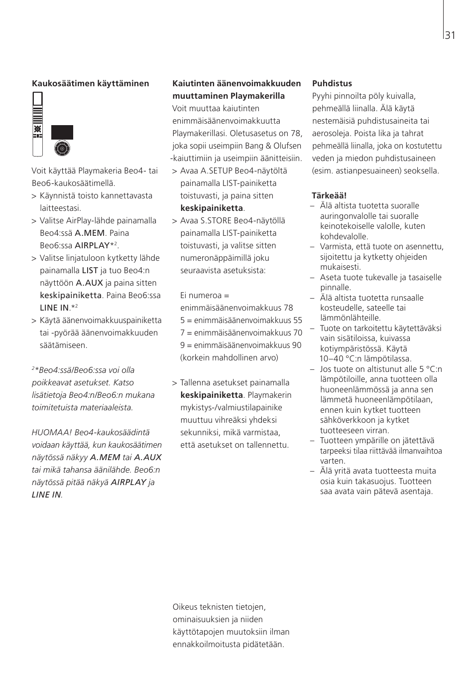 Bang & Olufsen Playmaker - User Guide User Manual | Page 31 / 80