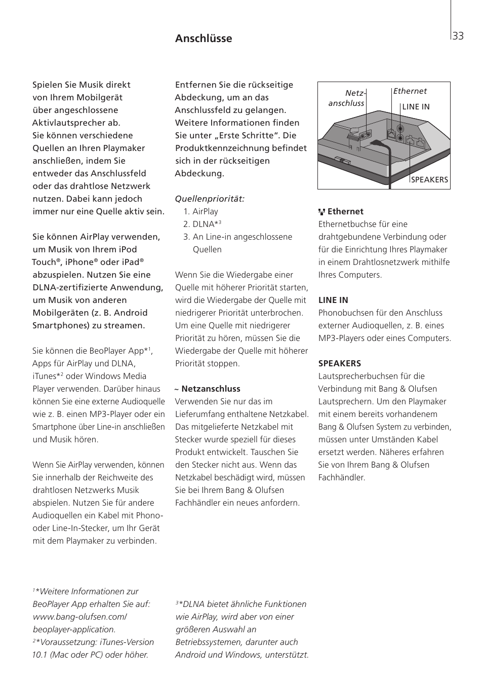 Anschlüsse | Bang & Olufsen Playmaker - User Guide User Manual | Page 33 / 80