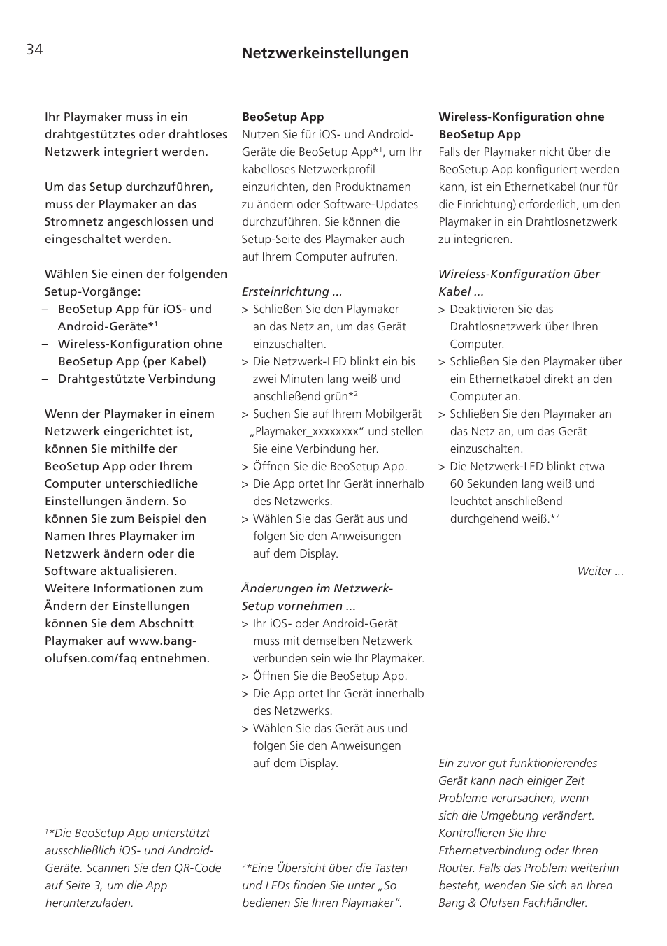 Netzwerkeinstellungen | Bang & Olufsen Playmaker - User Guide User Manual | Page 34 / 80