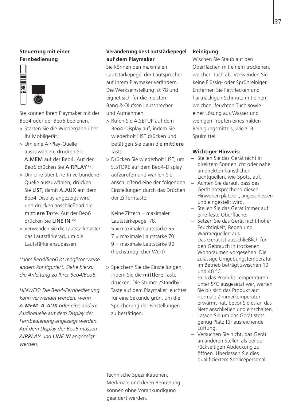 Bang & Olufsen Playmaker - User Guide User Manual | Page 37 / 80