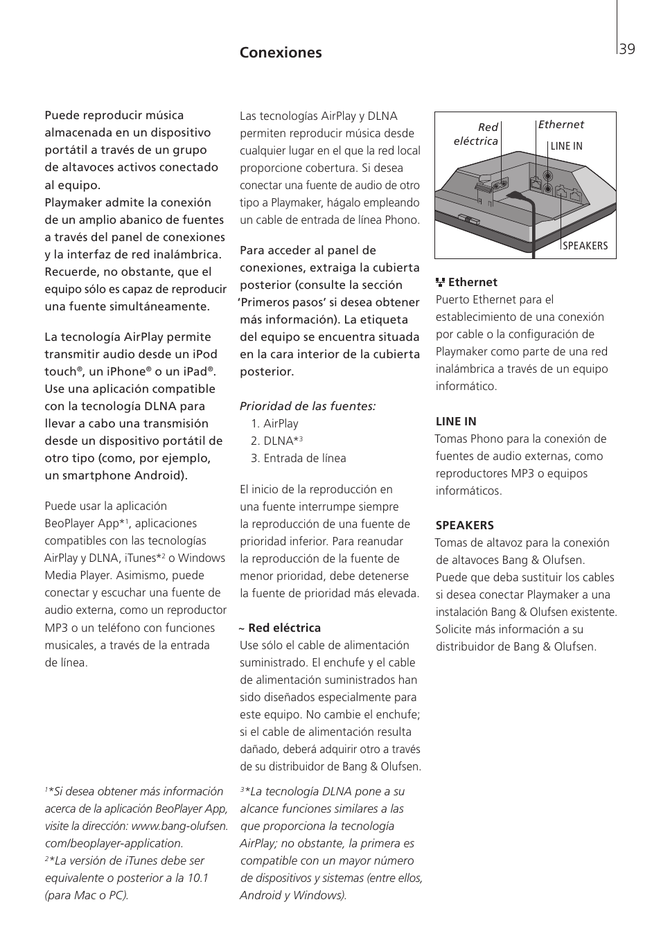 Conexiones | Bang & Olufsen Playmaker - User Guide User Manual | Page 39 / 80