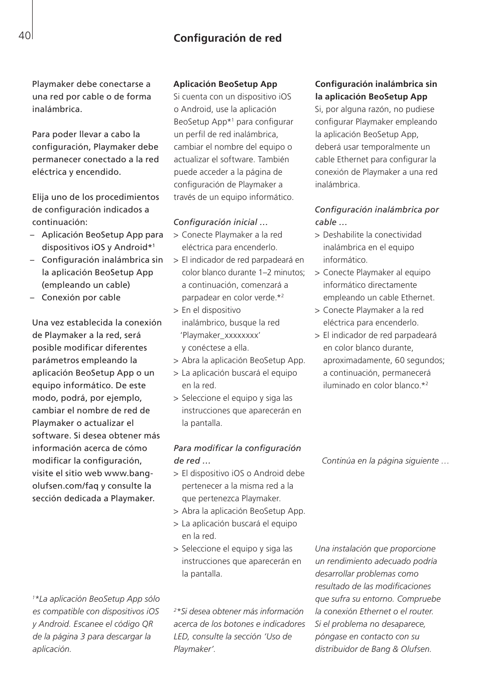 Configuración de red | Bang & Olufsen Playmaker - User Guide User Manual | Page 40 / 80