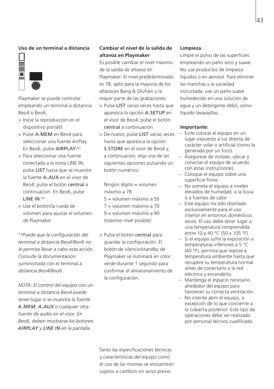 Bang & Olufsen Playmaker - User Guide User Manual | Page 43 / 80