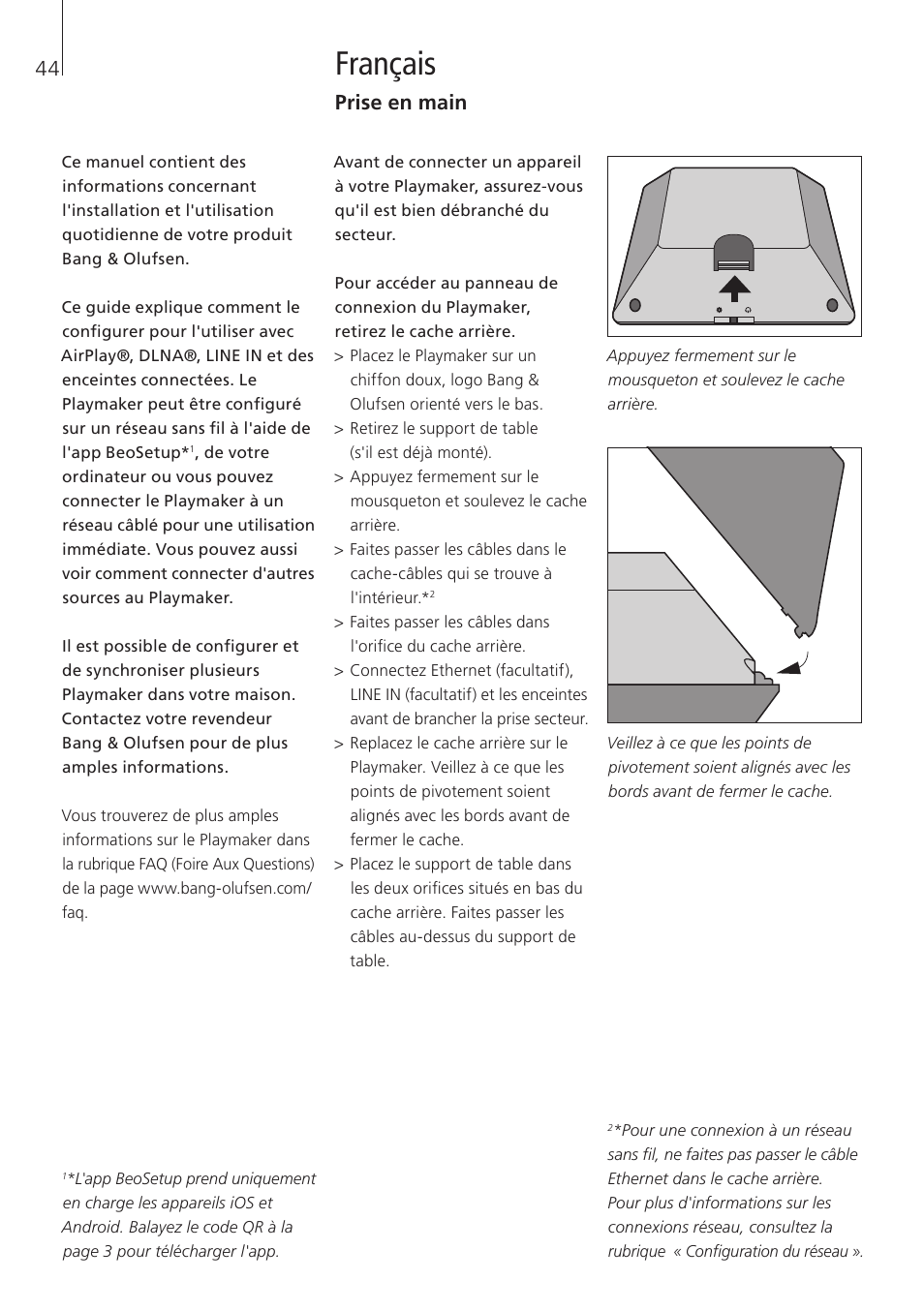 Français, Prise en main 44 | Bang & Olufsen Playmaker - User Guide User Manual | Page 44 / 80