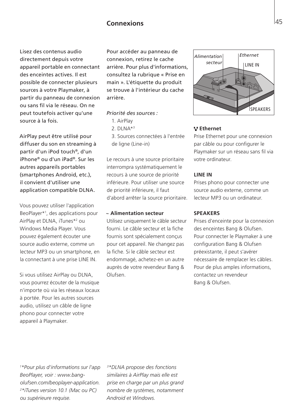 Connexions | Bang & Olufsen Playmaker - User Guide User Manual | Page 45 / 80