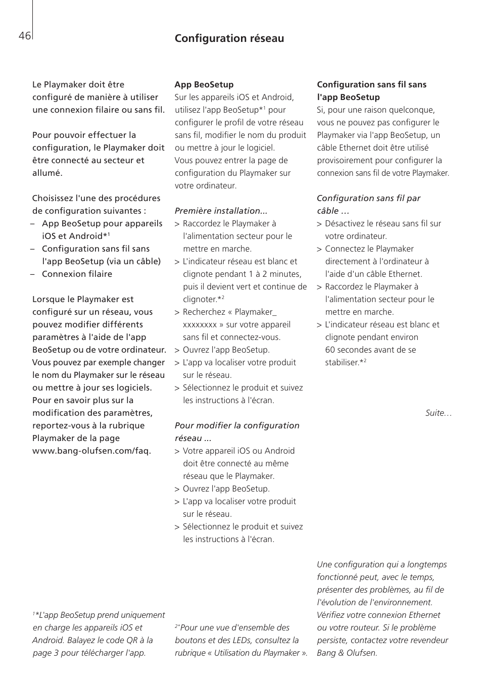 Configuration réseau | Bang & Olufsen Playmaker - User Guide User Manual | Page 46 / 80
