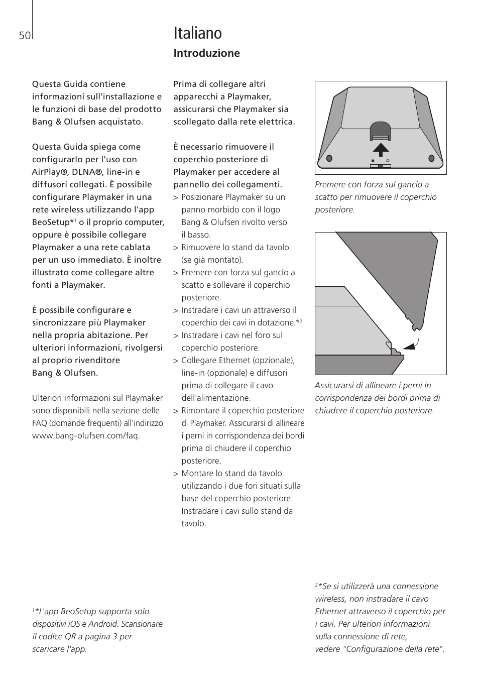 Italiano, Introduzione 50 | Bang & Olufsen Playmaker - User Guide User Manual | Page 50 / 80