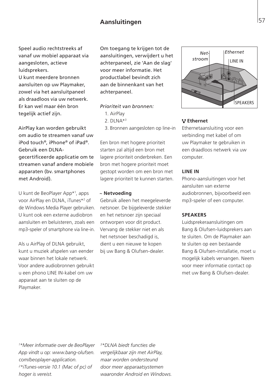 Aansluitingen | Bang & Olufsen Playmaker - User Guide User Manual | Page 57 / 80