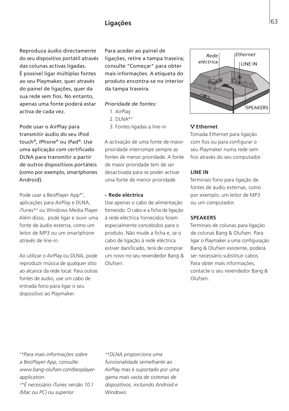 Ligações | Bang & Olufsen Playmaker - User Guide User Manual | Page 63 / 80