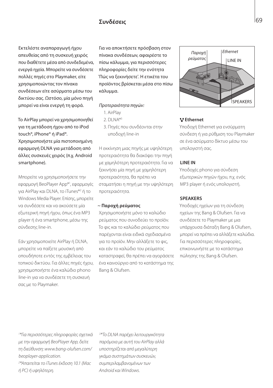 Συνδέσεις | Bang & Olufsen Playmaker - User Guide User Manual | Page 69 / 80