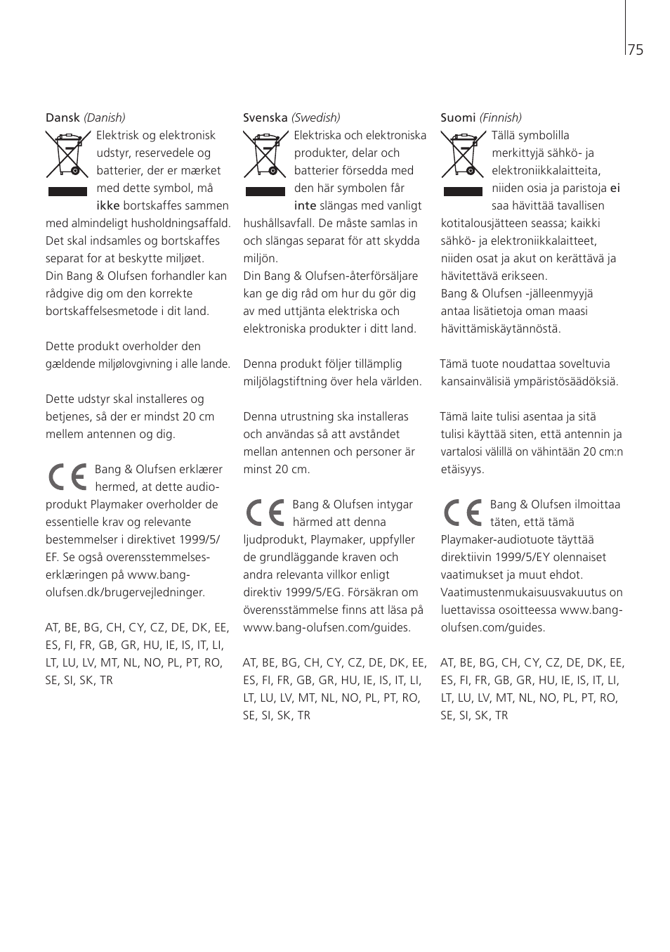 Bang & Olufsen Playmaker - User Guide User Manual | Page 75 / 80