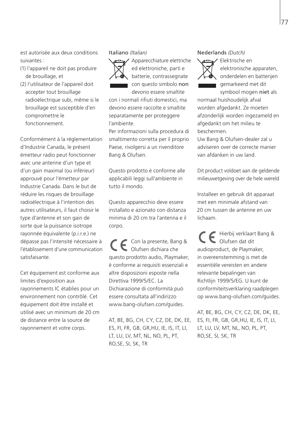 Bang & Olufsen Playmaker - User Guide User Manual | Page 77 / 80