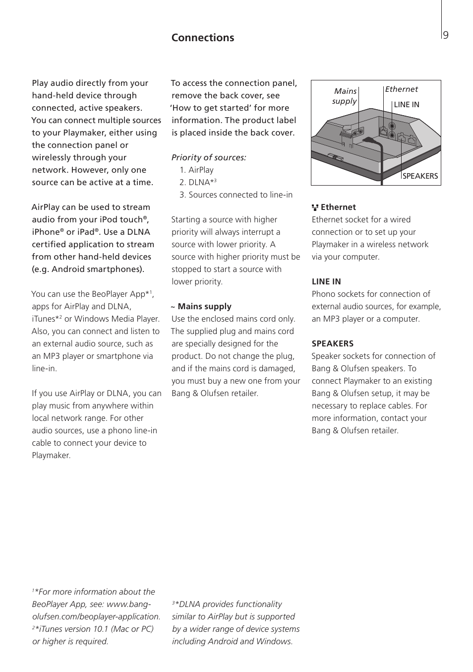 Connections | Bang & Olufsen Playmaker - User Guide User Manual | Page 9 / 80