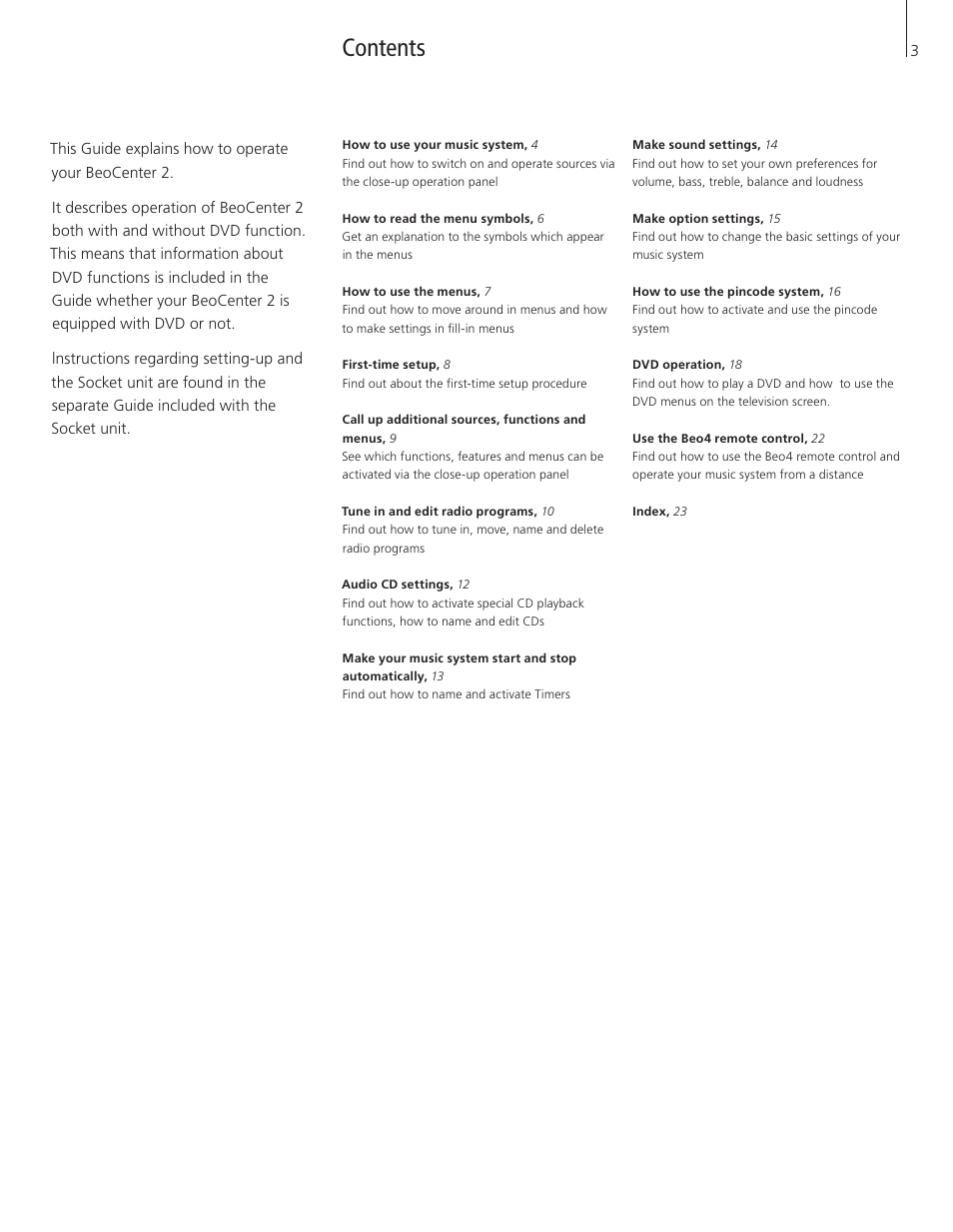 Bang & Olufsen BeoCenter 2 - User Guide User Manual | Page 3 / 28
