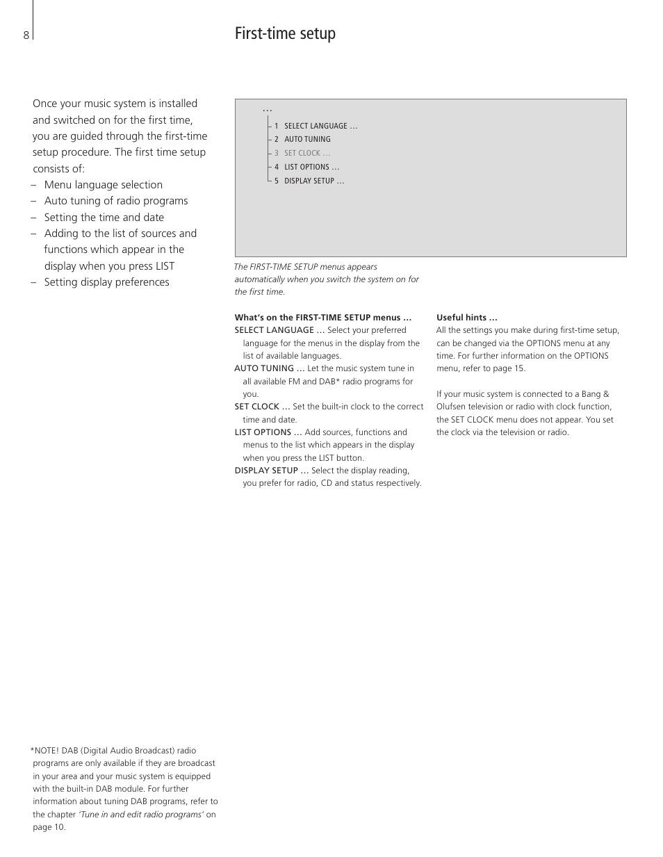 First-time setup | Bang & Olufsen BeoCenter 2 - User Guide User Manual | Page 8 / 28