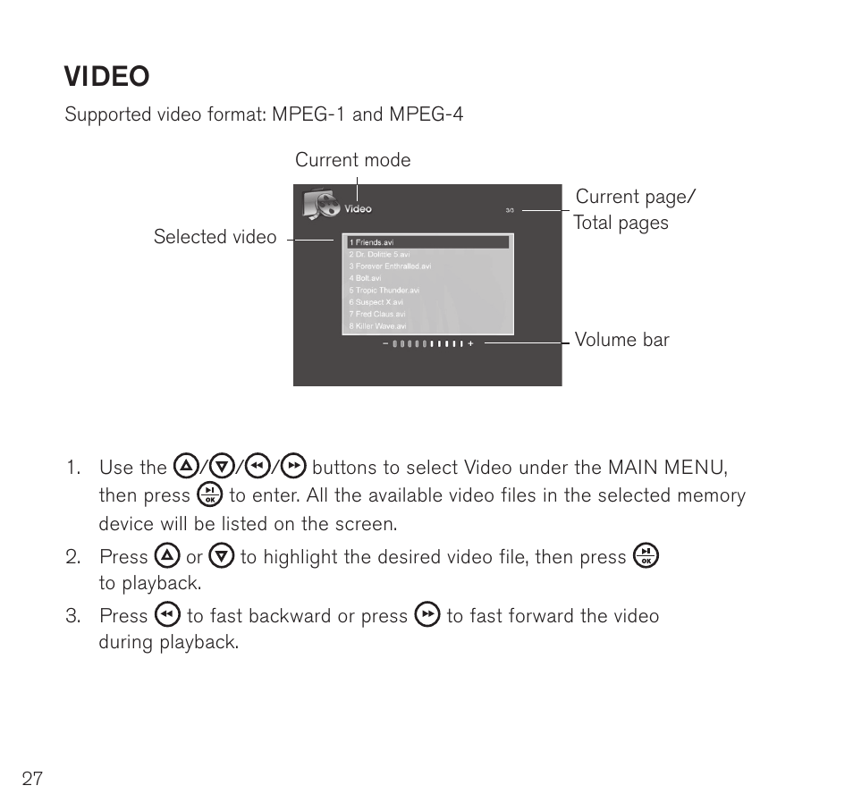 Video | Brookstone Digital Photo Frame User Manual | Page 28 / 40
