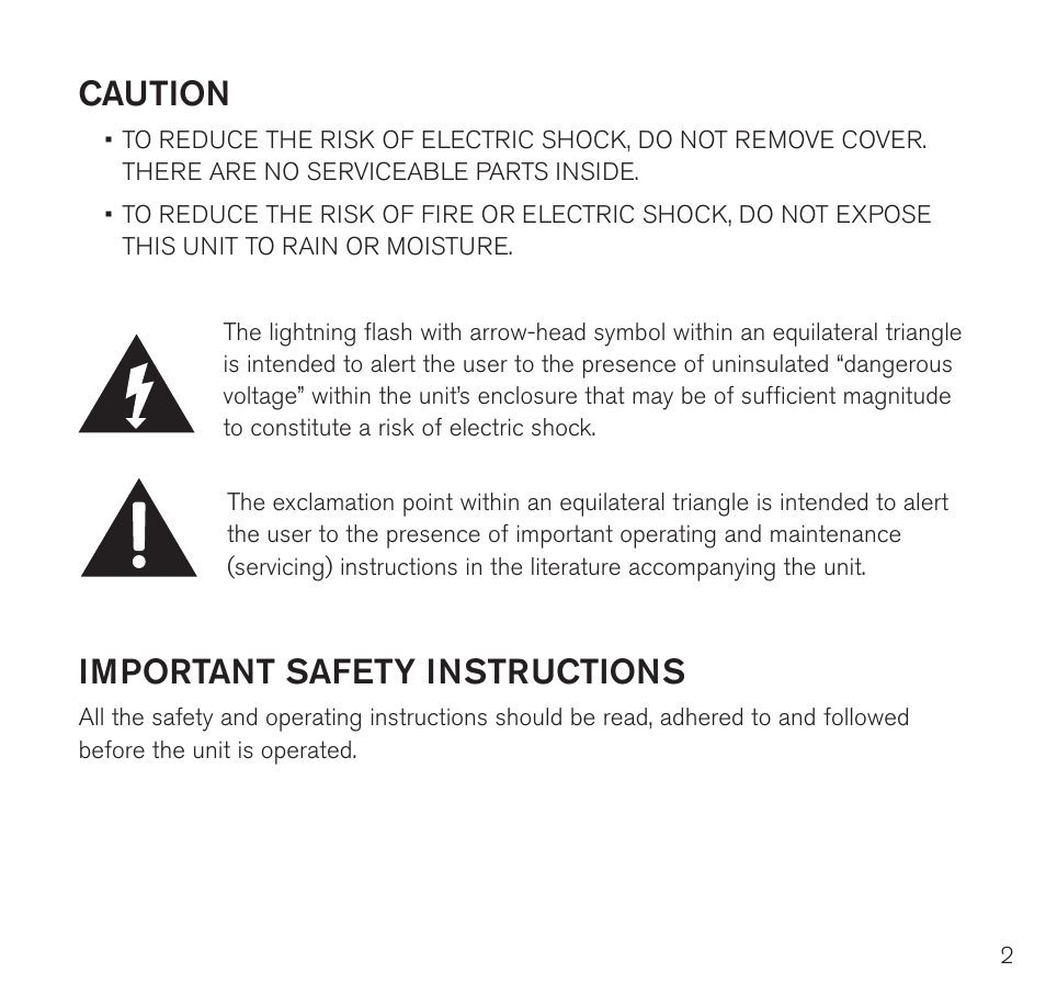 Caution, Important safety instructions | Brookstone Digital Photo Frame User Manual | Page 3 / 40