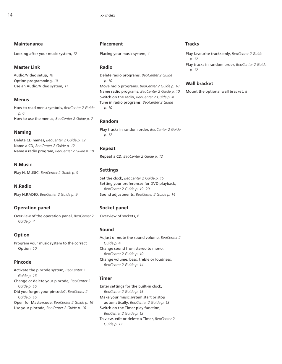 Bang & Olufsen BeoCenter 2 Socket Unit - User Guide User Manual | Page 14 / 16