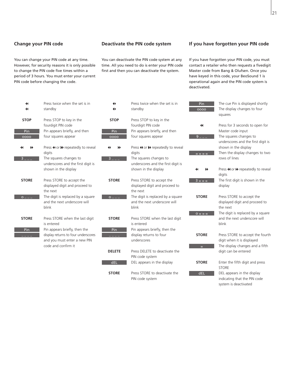 Bang & Olufsen BeoSound 1 - User Guide User Manual | Page 21 / 24