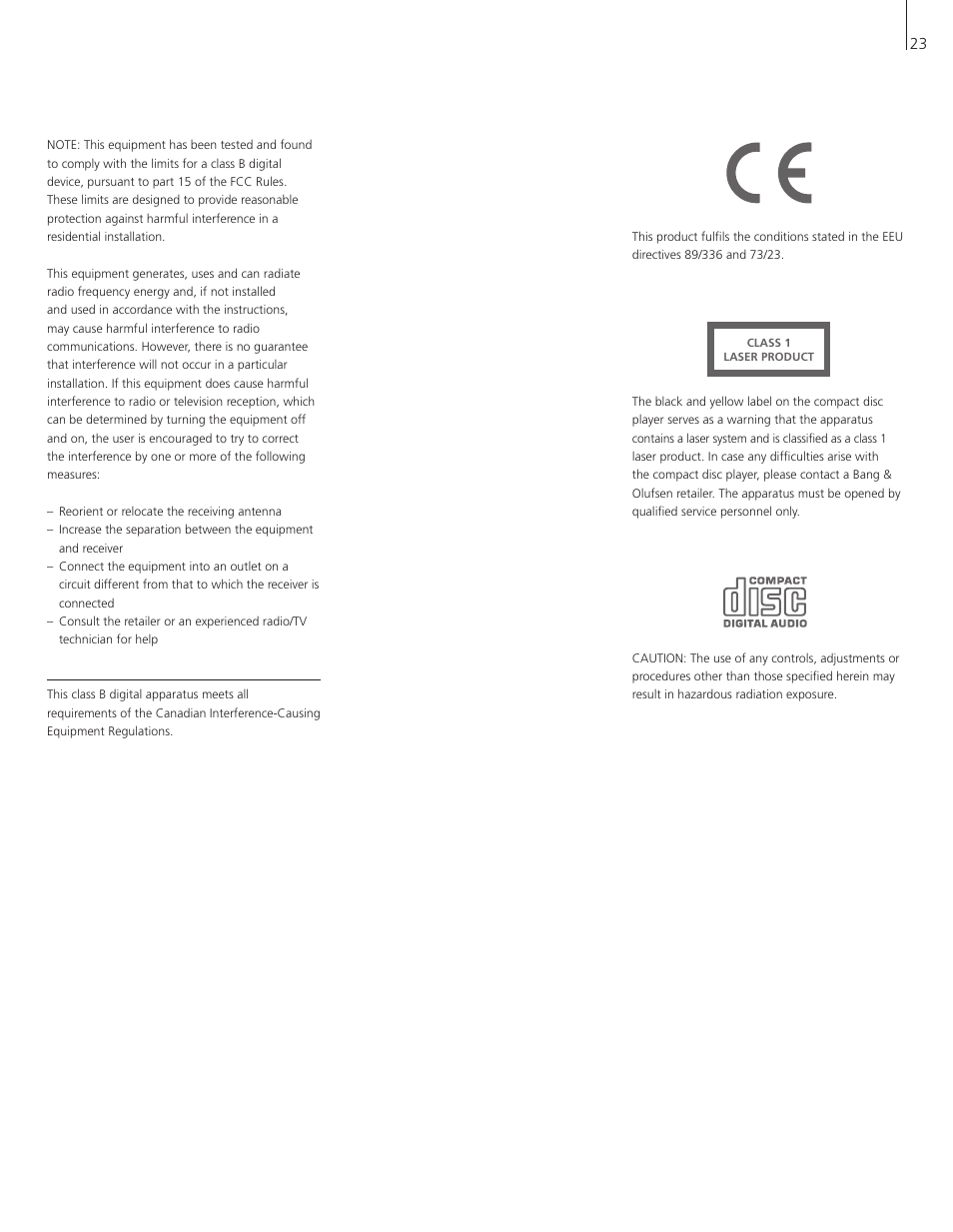 Bang & Olufsen BeoSound 1 - User Guide User Manual | Page 23 / 24
