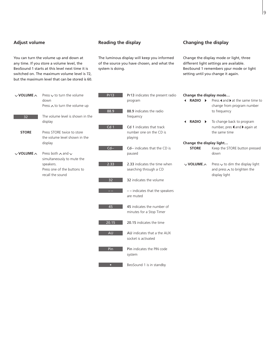 Bang & Olufsen BeoSound 1 - User Guide User Manual | Page 9 / 24