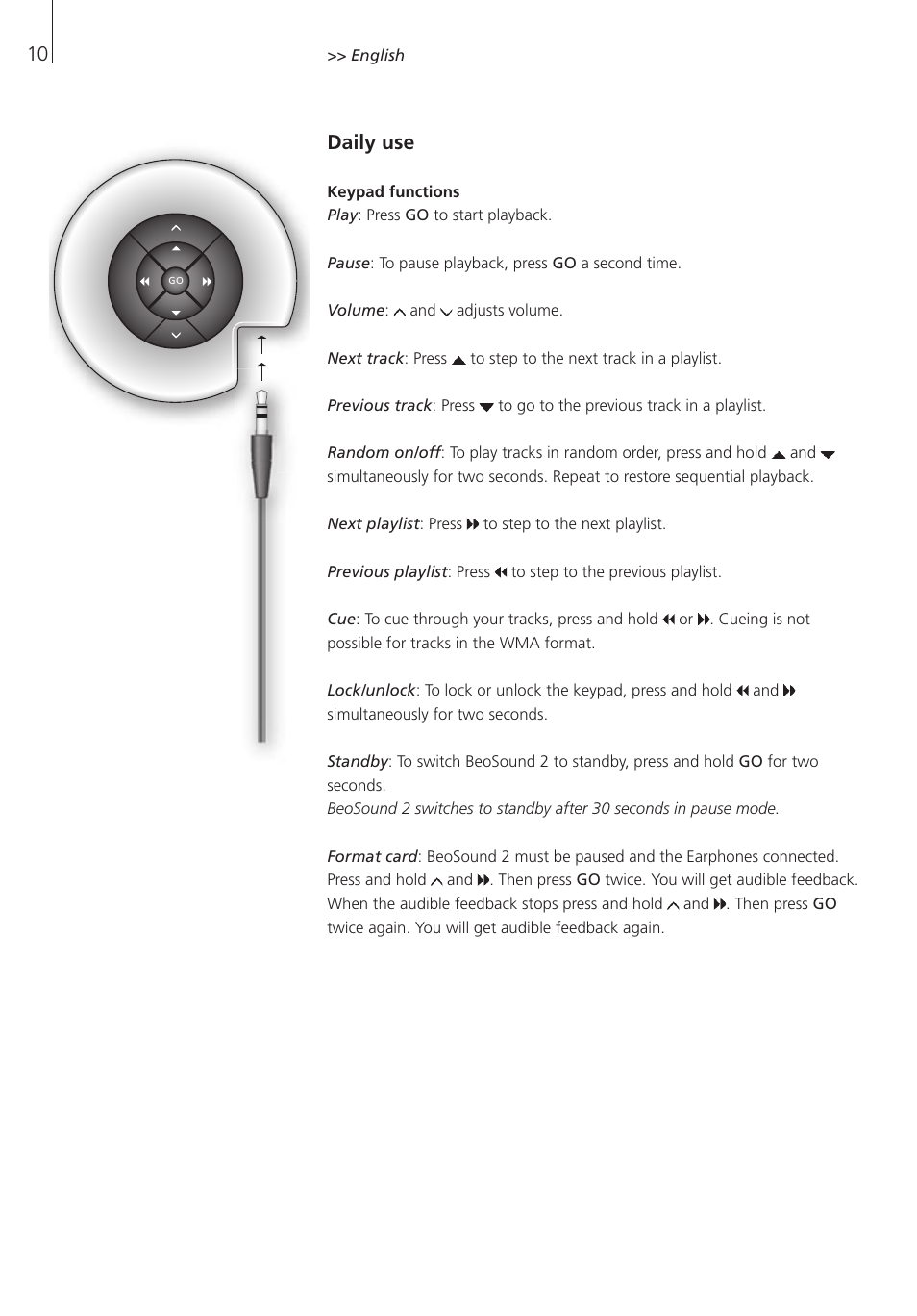 Daily use | Bang & Olufsen BeoSound 2 - User Guide User Manual | Page 10 / 56