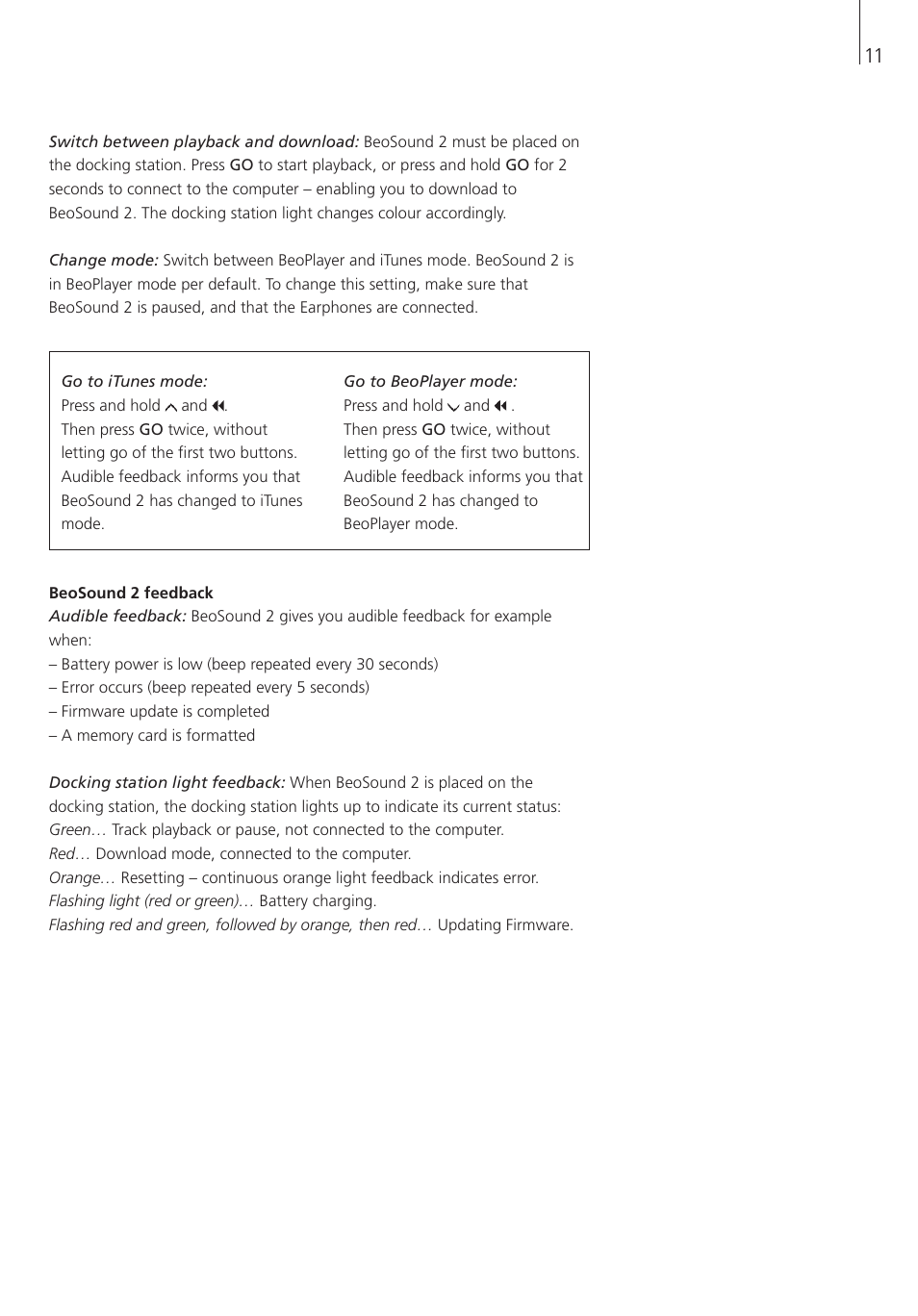 Bang & Olufsen BeoSound 2 - User Guide User Manual | Page 11 / 56