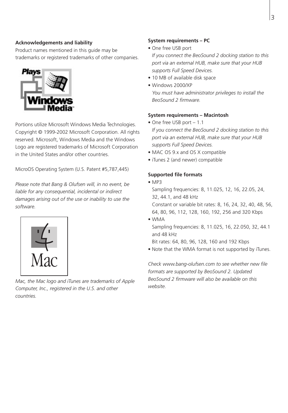 Bang & Olufsen BeoSound 2 - User Guide User Manual | Page 3 / 56