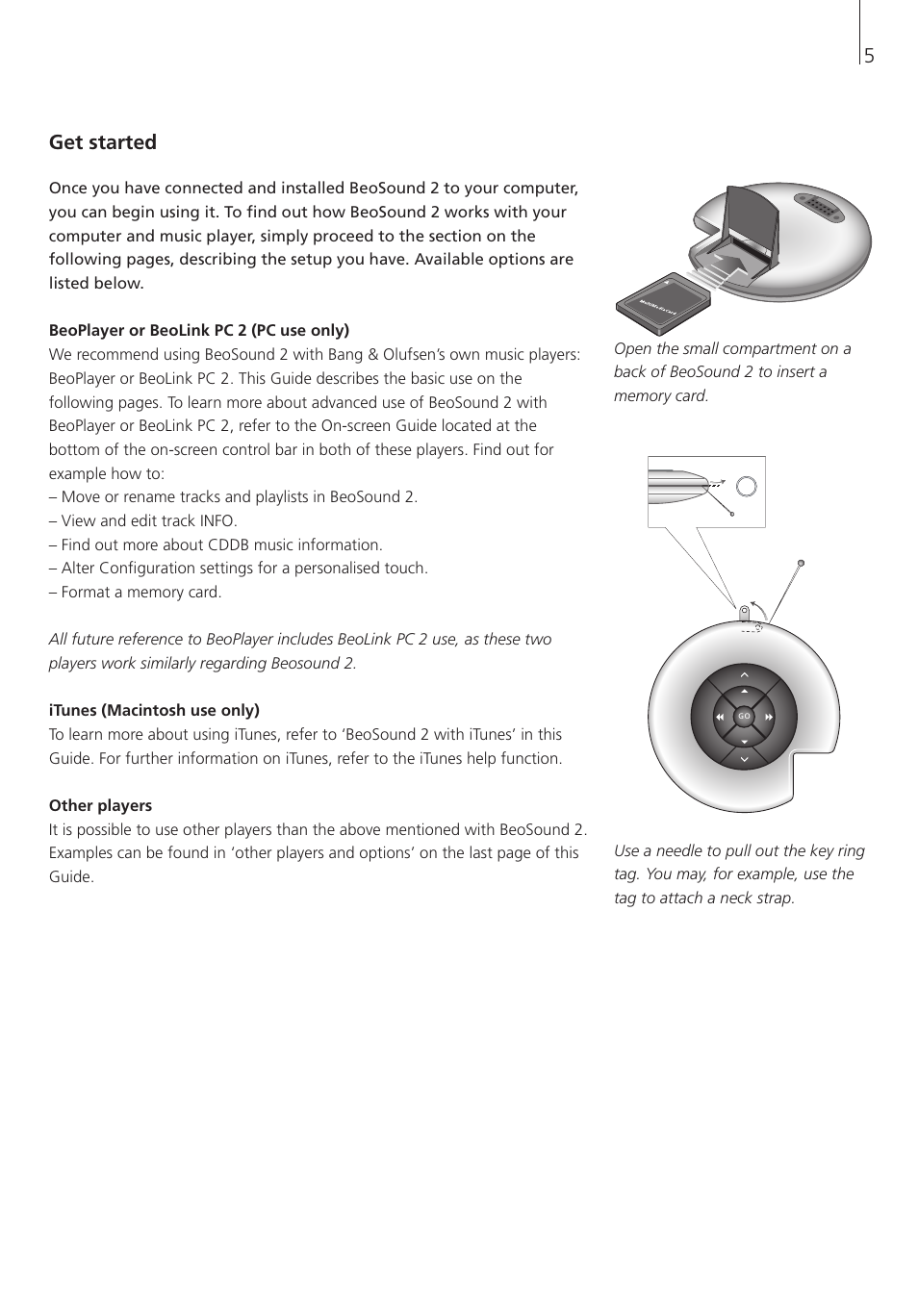 Get started, 5get started | Bang & Olufsen BeoSound 2 - User Guide User Manual | Page 5 / 56