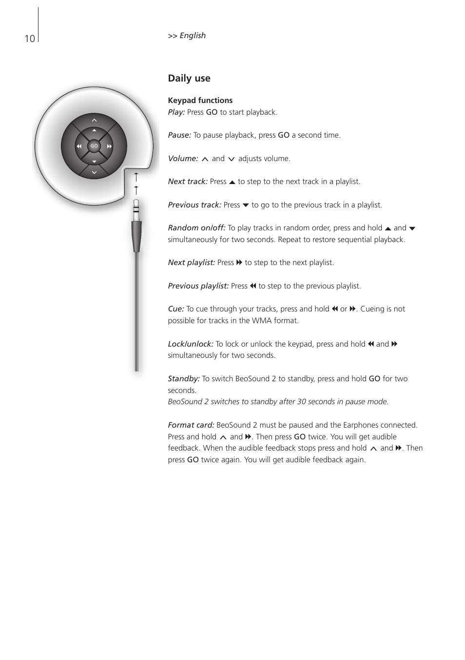 Daily use | Bang & Olufsen BeoSound 2 - User Guide User Manual | Page 10 / 46