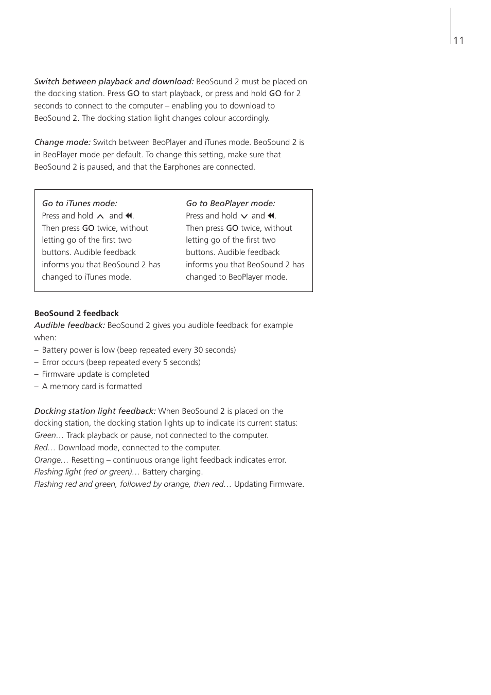 Bang & Olufsen BeoSound 2 - User Guide User Manual | Page 11 / 46