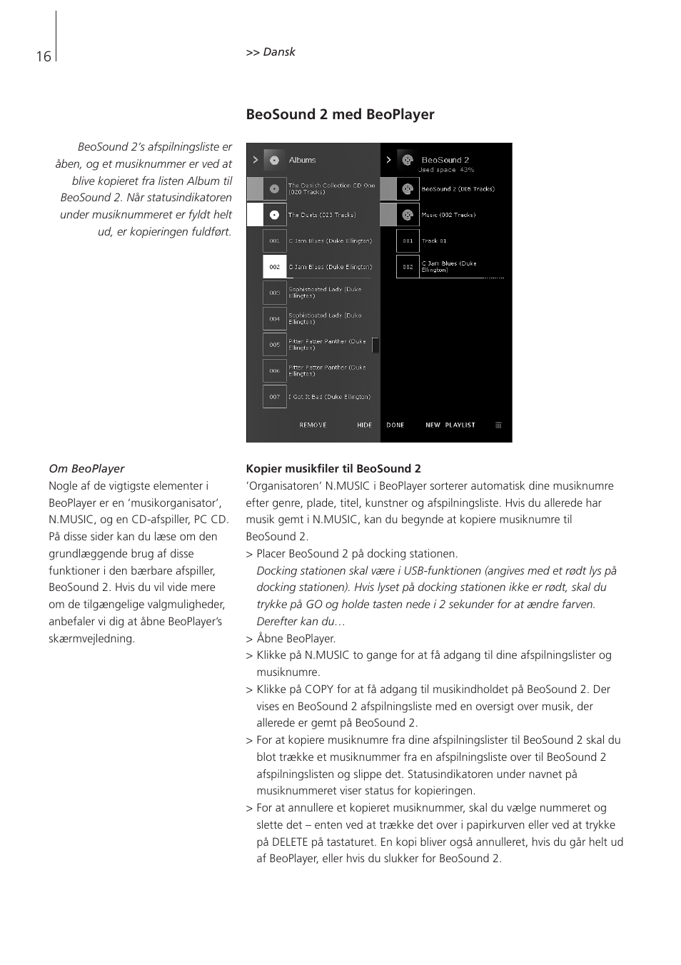 Beosound 2 med beoplayer | Bang & Olufsen BeoSound 2 - User Guide User Manual | Page 16 / 46