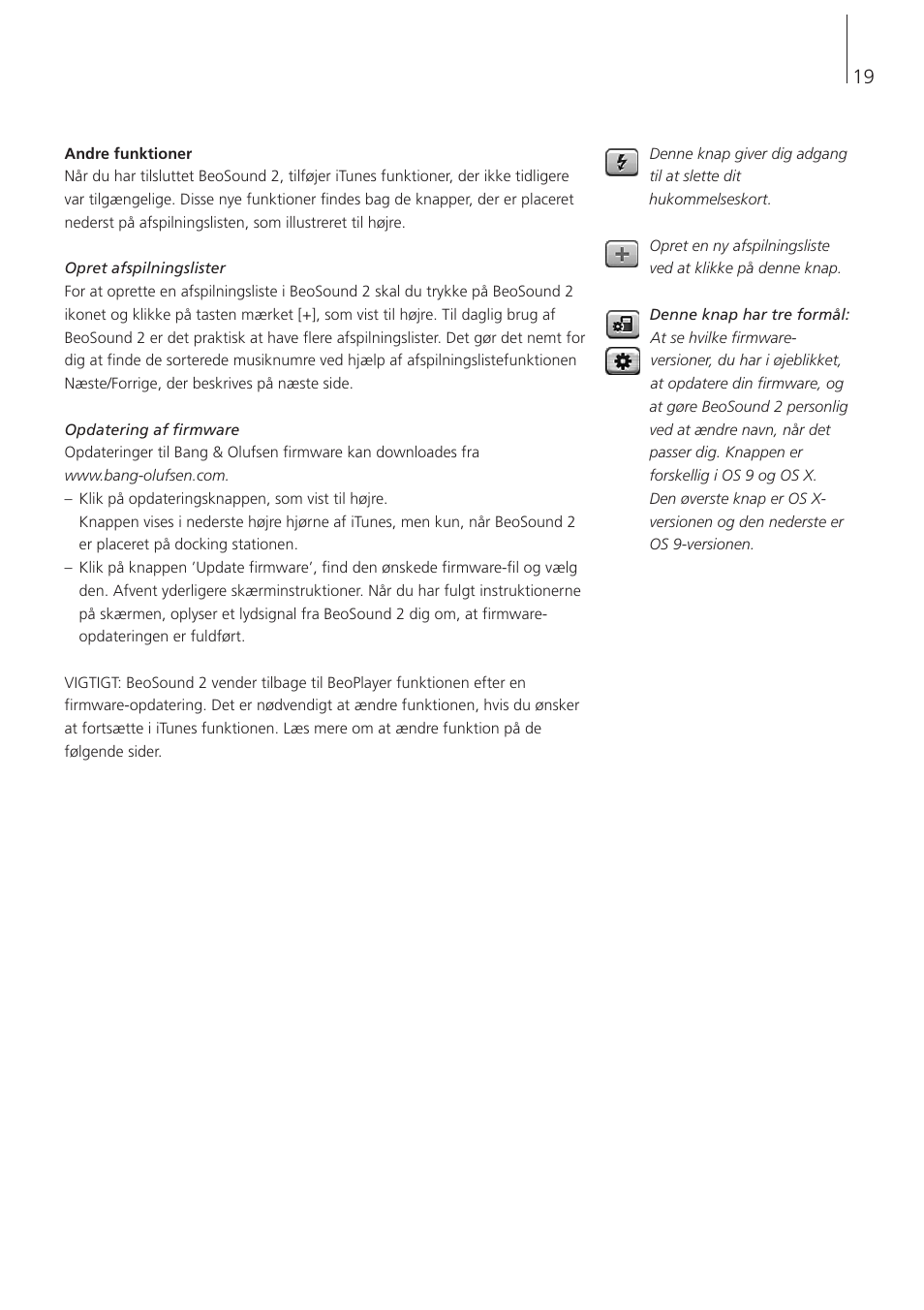 Bang & Olufsen BeoSound 2 - User Guide User Manual | Page 19 / 46