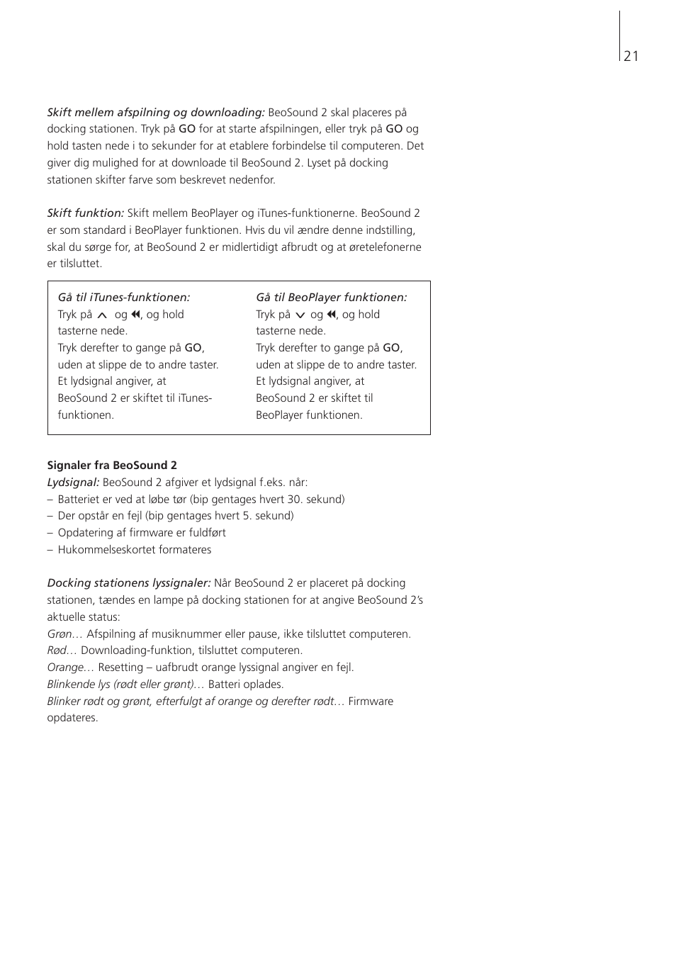 Bang & Olufsen BeoSound 2 - User Guide User Manual | Page 21 / 46