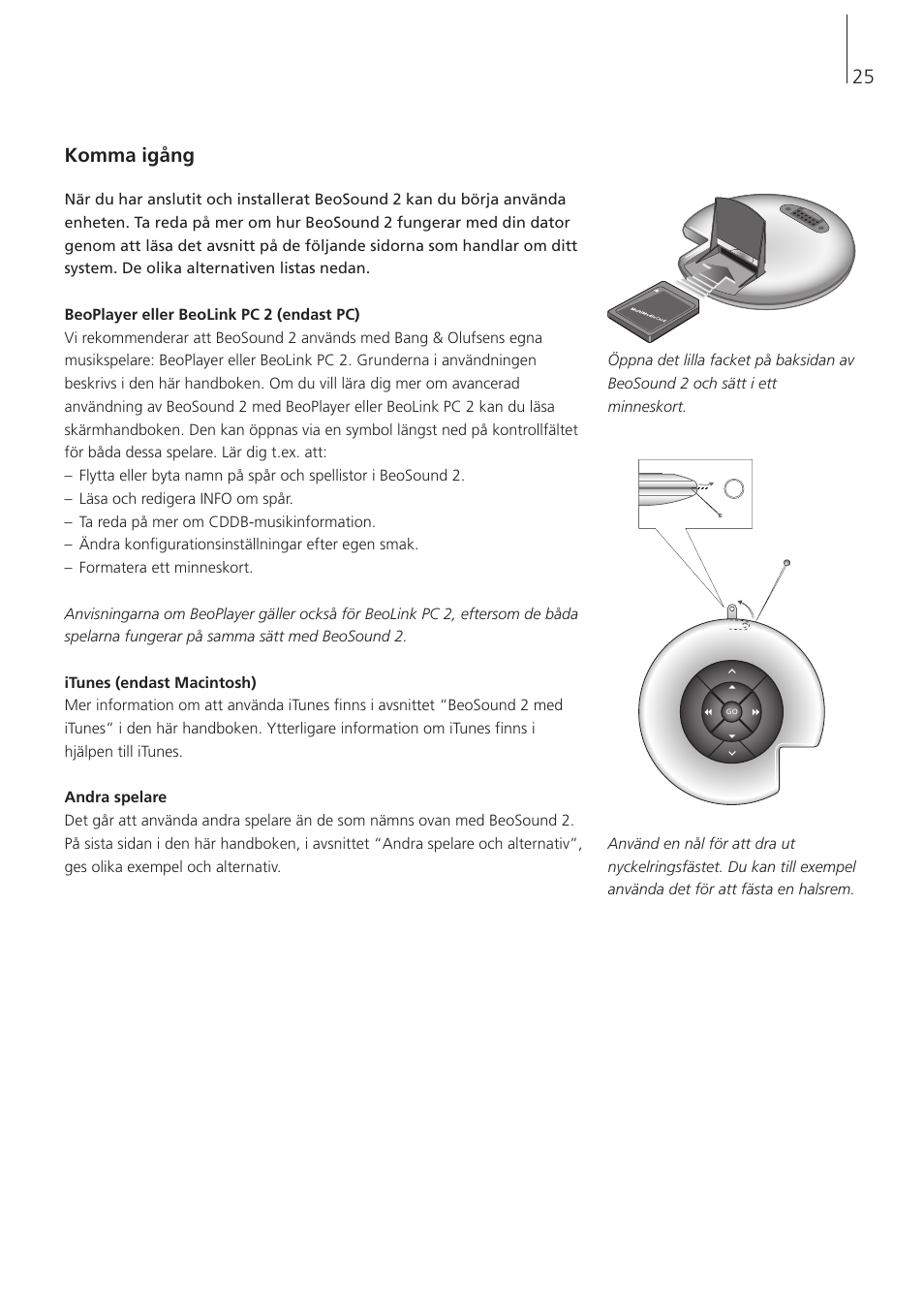 Komma igång, 25 komma igång | Bang & Olufsen BeoSound 2 - User Guide User Manual | Page 25 / 46