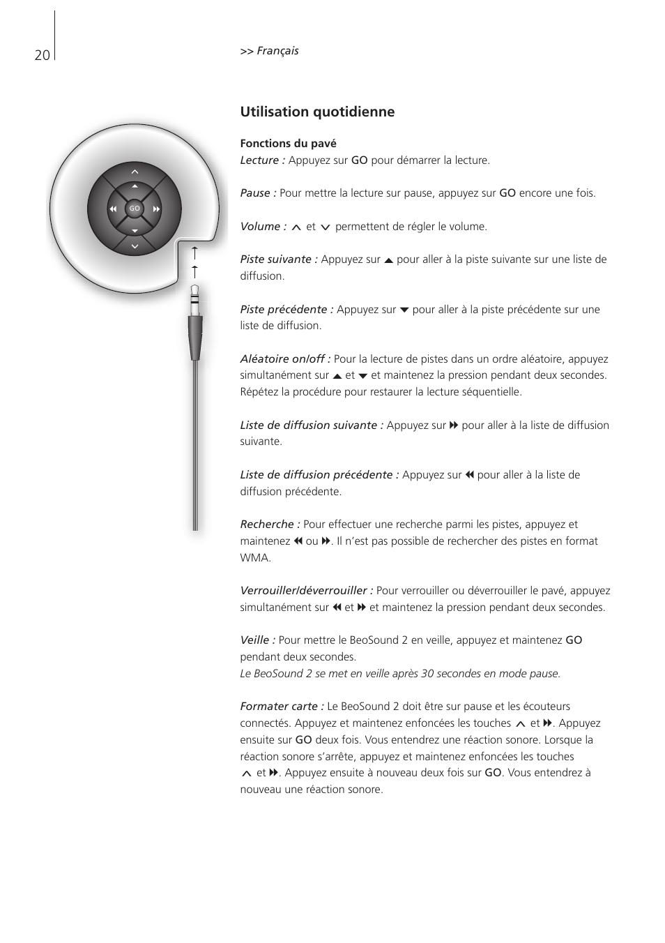 Utilisation quotidienne | Bang & Olufsen BeoSound 2 - User Guide User Manual | Page 20 / 48