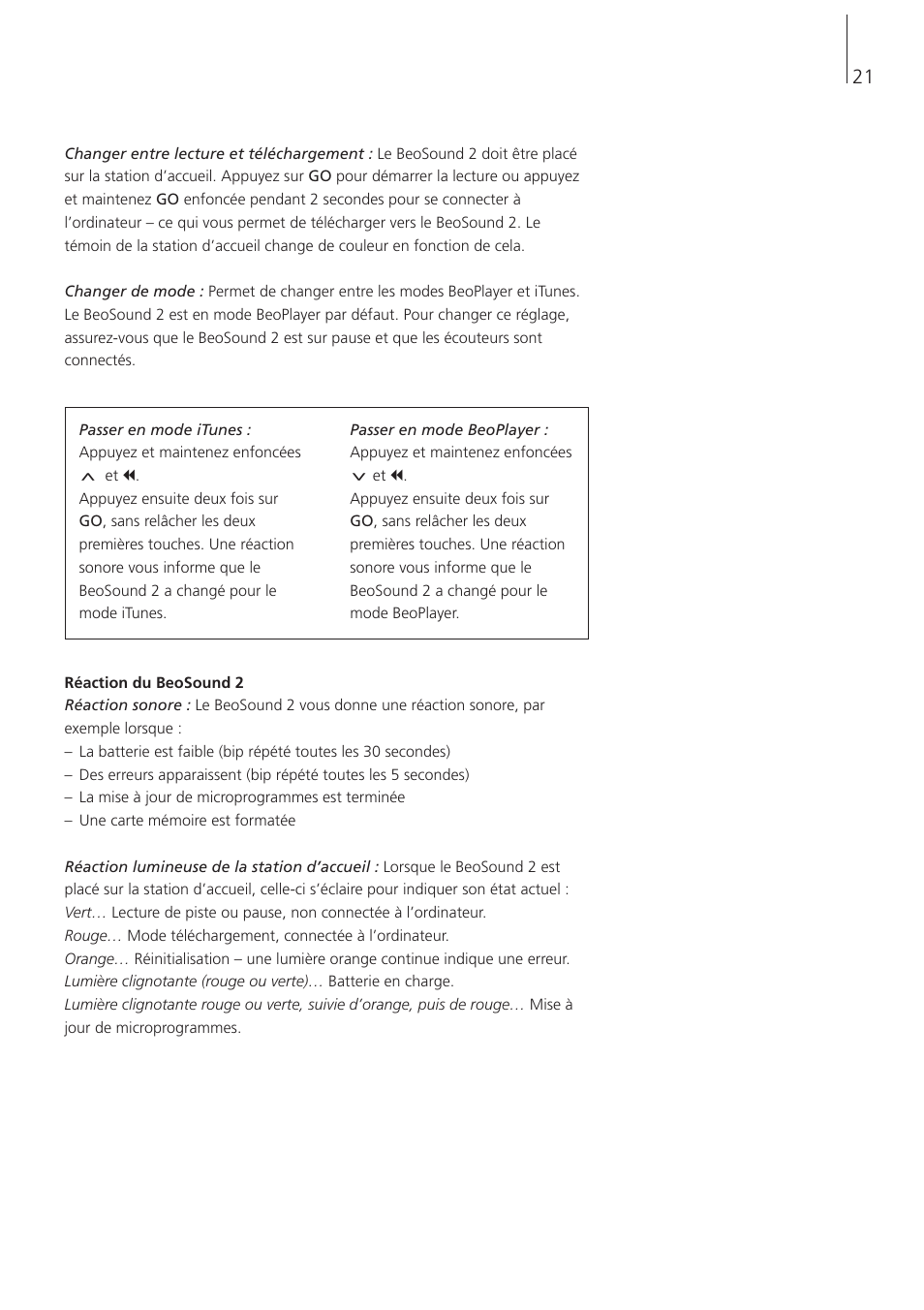 Bang & Olufsen BeoSound 2 - User Guide User Manual | Page 21 / 48