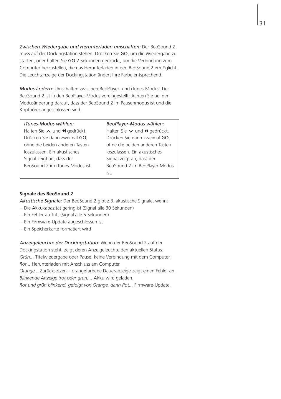 Bang & Olufsen BeoSound 2 - User Guide User Manual | Page 31 / 48