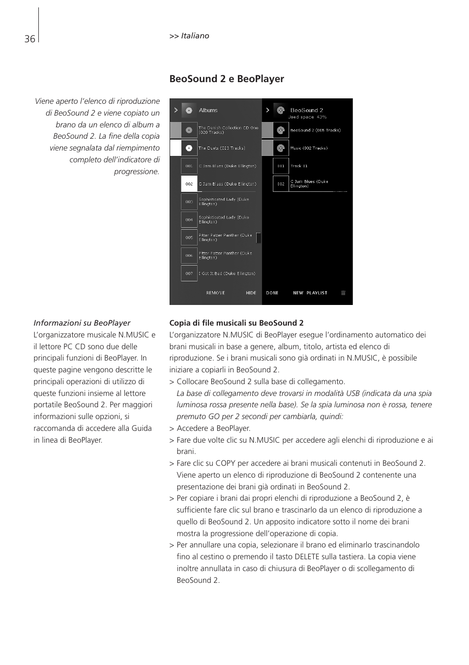 Beosound 2 e beoplayer | Bang & Olufsen BeoSound 2 - User Guide User Manual | Page 36 / 48