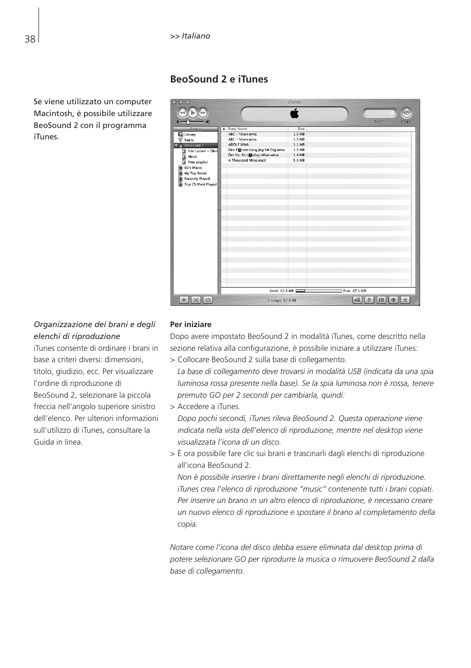 Beosound 2 e itunes | Bang & Olufsen BeoSound 2 - User Guide User Manual | Page 38 / 48